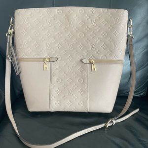 Louis Vuitton Creme Beige Crossbody Bag, embossed W/ Monogram Motif